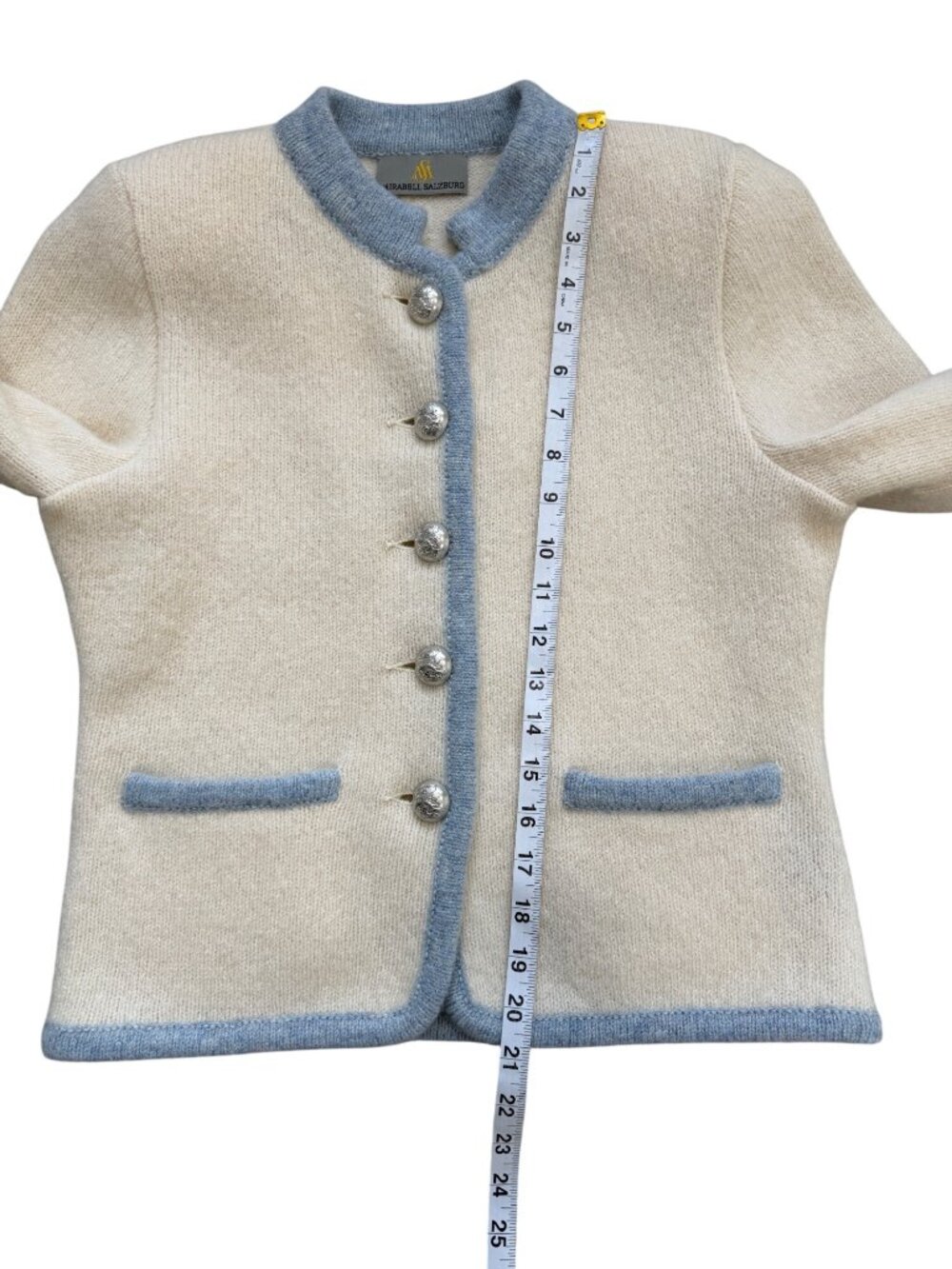 Mirabell Salzburg Womens Size Small 100% New Wool Blazer Cardigan Cream Blue - Picture 7 of 10